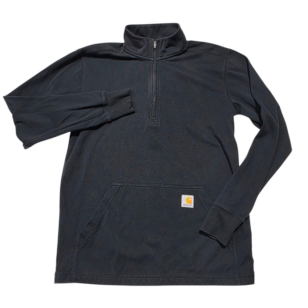 Carhartt 104428 Relaxed Fit Quarter Zip Pullover Mens M Black Cotton Blend